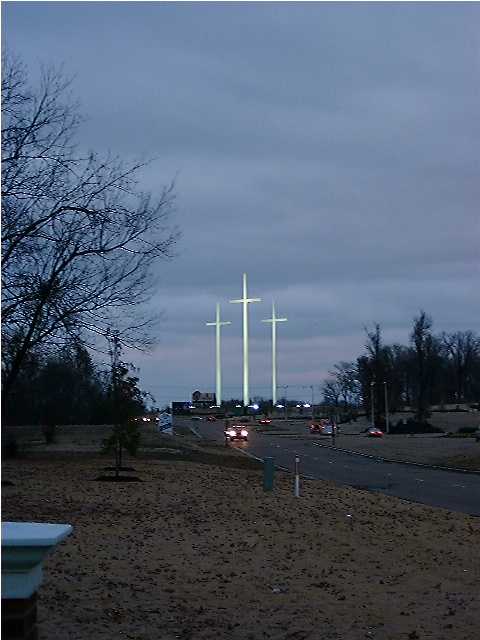 Three Crosses at Night